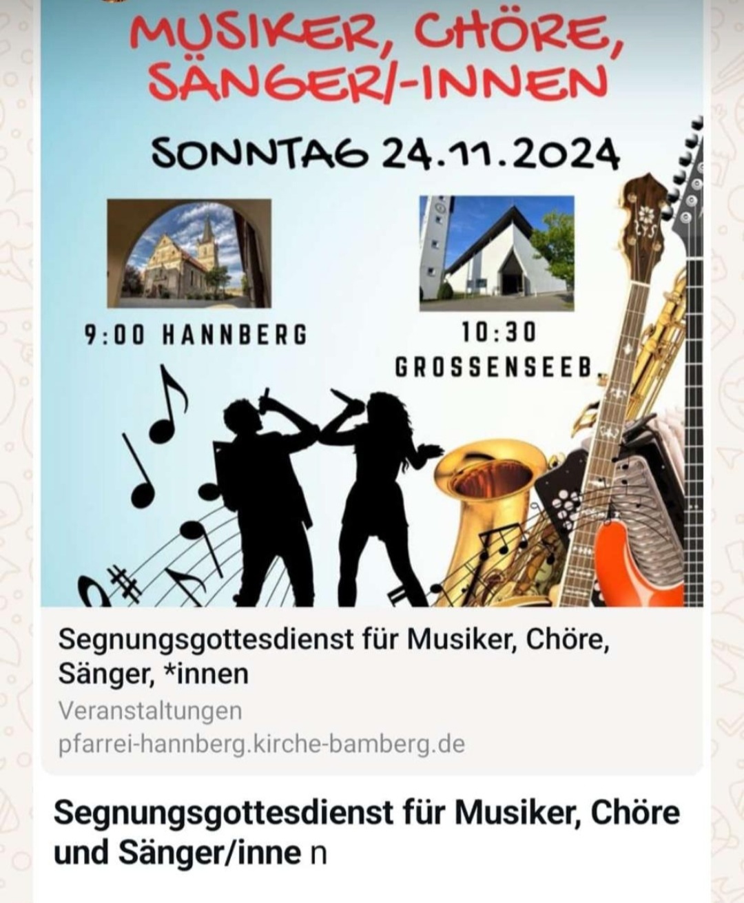 Segnungsgottesdienst f. Musiker*innen, Chöre und Sänger*innen