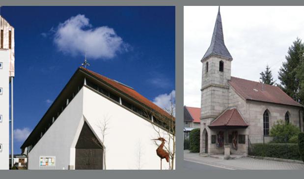 Slider Fotowand aus Kirchenbildern  im Kopf der Homepage des Seelsorgebereichs Aurach-Seebachgrund